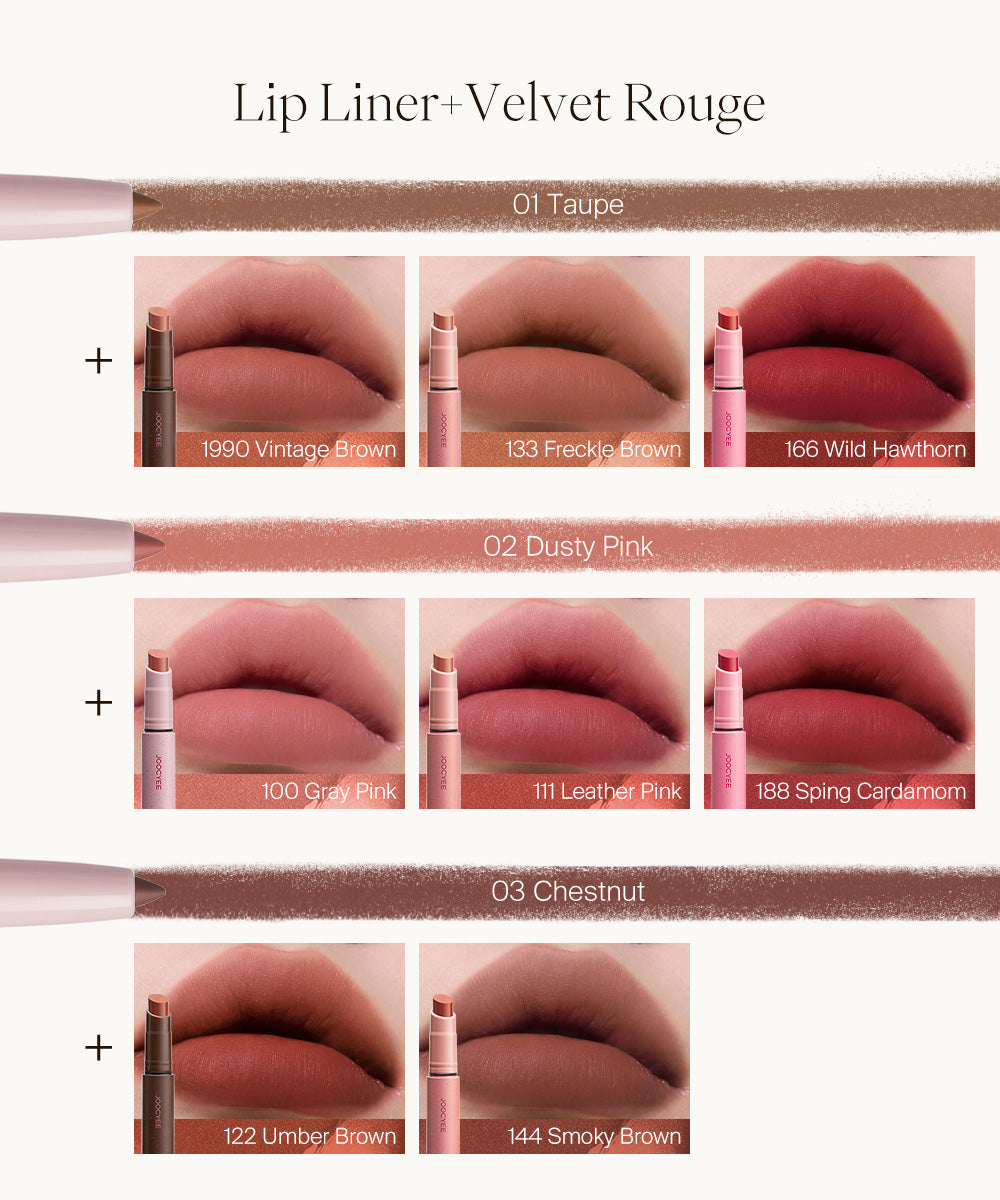 JOOCYEE-Velvet Rouge & Lip Liner Duo